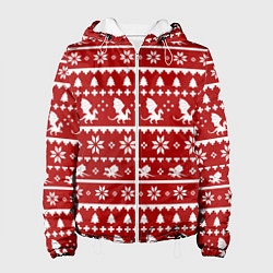 Куртка с капюшоном женская Dragon year pattern, цвет: 3D-белый