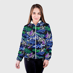 Куртка с капюшоном женская Граффити паттерн, цвет: 3D-белый — фото 2