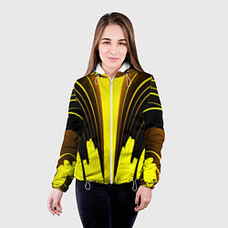 Куртка с капюшоном женская Черно-желтые мотивы, цвет: 3D-белый — фото 2