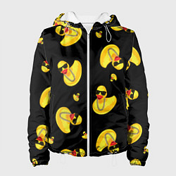 Женская куртка Жёлтая уточка в в темных очках и цепочке на черном
