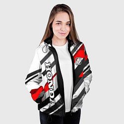 Куртка с капюшоном женская Honda - red and white, цвет: 3D-черный — фото 2
