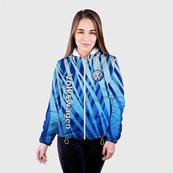 Куртка с капюшоном женская Volkswagen - синий камуфляж, цвет: 3D-белый — фото 2