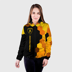 Куртка с капюшоном женская Lamborghini - gold gradient: по-вертикали, цвет: 3D-черный — фото 2