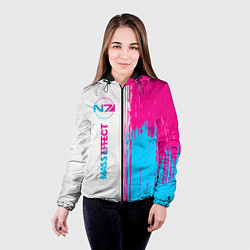 Куртка с капюшоном женская Mass Effect neon gradient style: по-вертикали, цвет: 3D-черный — фото 2