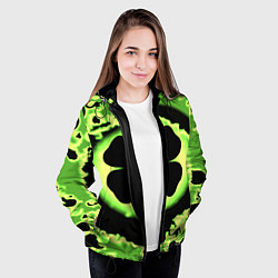 Куртка с капюшоном женская Черный клевер кислотный, цвет: 3D-черный — фото 2