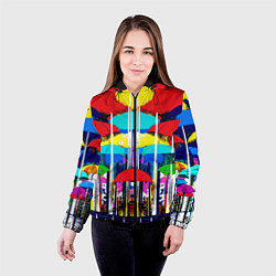 Куртка с капюшоном женская Mirror pattern of umbrellas - pop art, цвет: 3D-черный — фото 2