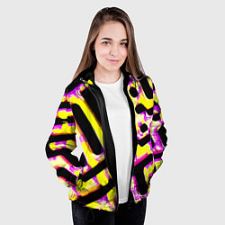 Куртка с капюшоном женская Абстракция - лабиринт, цвет: 3D-черный — фото 2