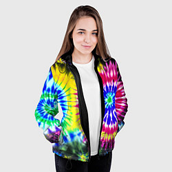 Куртка с капюшоном женская Colorful floral composition - tie-dye, цвет: 3D-черный — фото 2