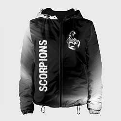 Куртка с капюшоном женская Scorpions glitch на темном фоне вертикально, цвет: 3D-черный