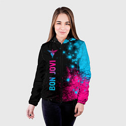 Куртка с капюшоном женская Bon Jovi - neon gradient: по-вертикали, цвет: 3D-черный — фото 2