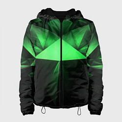 Куртка с капюшоном женская Яркая зеленая геометрия, цвет: 3D-черный