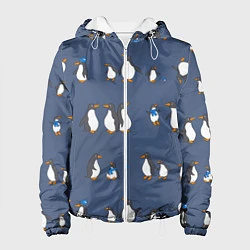 Куртка с капюшоном женская Забавное семейство пингвинов, цвет: 3D-белый