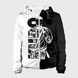 Куртка с капюшоном женская Kudo черно-белое, цвет: 3D-белый