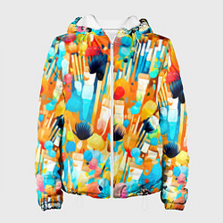 Куртка с капюшоном женская Кисти художника, цвет: 3D-белый