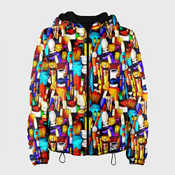 Куртка с капюшоном женская Кисти и краски художника, цвет: 3D-черный
