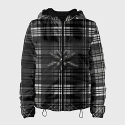 Куртка с капюшоном женская Черно-белая шотландская клетка, цвет: 3D-черный