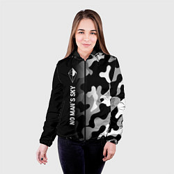 Куртка с капюшоном женская No Mans Sky glitch на темном фоне по-вертикали, цвет: 3D-черный — фото 2