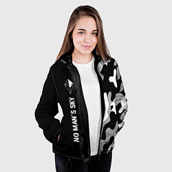 Куртка с капюшоном женская No Mans Sky glitch на темном фоне по-вертикали, цвет: 3D-черный — фото 2