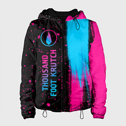 Куртка с капюшоном женская Thousand Foot Krutch - neon gradient по-вертикали, цвет: 3D-черный