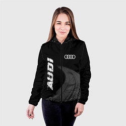 Куртка с капюшоном женская Audi speed на темном фоне со следами шин вертикаль, цвет: 3D-черный — фото 2
