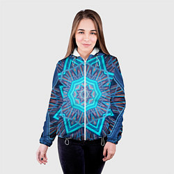 Куртка с капюшоном женская Геометрический орнамент мандалы, цвет: 3D-белый — фото 2