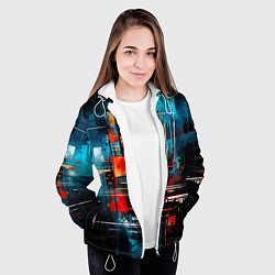 Куртка с капюшоном женская Городская абстракция, цвет: 3D-белый — фото 2
