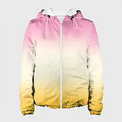 Куртка с капюшоном женская Розовый бежевый желтый градиент, цвет: 3D-белый