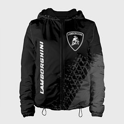 Куртка с капюшоном женская Lamborghini speed на темном фоне со следами шин ве, цвет: 3D-черный