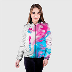 Куртка с капюшоном женская Gears of War neon gradient style по-вертикали, цвет: 3D-черный — фото 2