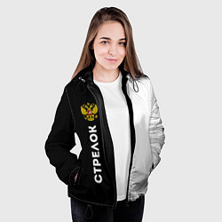 Куртка с капюшоном женская Стрелок из России и герб РФ по-вертикали, цвет: 3D-черный — фото 2