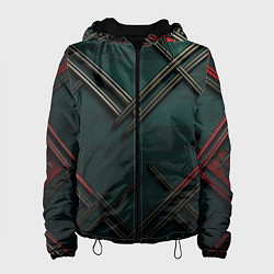 Куртка с капюшоном женская Диагональный узор в шотландском стиле, цвет: 3D-черный