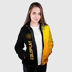 Куртка с капюшоном женская Coldplay - gold gradient по-вертикали, цвет: 3D-черный — фото 2