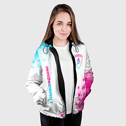 Куртка с капюшоном женская Lamborghini neon gradient style вертикально, цвет: 3D-черный — фото 2