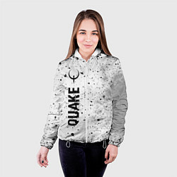 Куртка с капюшоном женская Quake glitch на светлом фоне по-вертикали, цвет: 3D-белый — фото 2