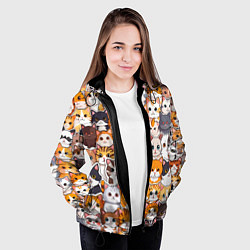 Куртка с капюшоном женская Очень много котиков, цвет: 3D-черный — фото 2