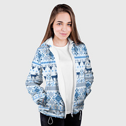 Куртка с капюшоном женская Blue sweater with reindeer, цвет: 3D-белый — фото 2