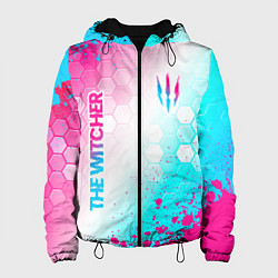 Куртка с капюшоном женская The Witcher neon gradient style вертикально, цвет: 3D-черный