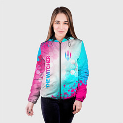 Куртка с капюшоном женская The Witcher neon gradient style вертикально, цвет: 3D-черный — фото 2
