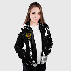 Куртка с капюшоном женская Монтажник из России и герб РФ по-вертикали, цвет: 3D-черный — фото 2