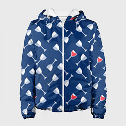 Куртка с капюшоном женская Бокальчик винишка, цвет: 3D-белый