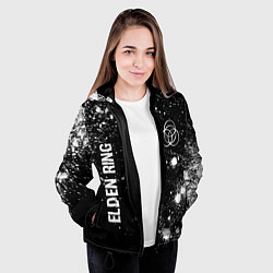 Куртка с капюшоном женская Elden Ring glitch на темном фоне вертикально, цвет: 3D-черный — фото 2