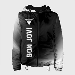 Куртка с капюшоном женская Bon Jovi glitch на темном фоне по-вертикали, цвет: 3D-черный