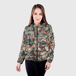 Куртка с капюшоном женская Маленькие треугольники сепия, цвет: 3D-черный — фото 2