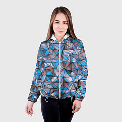 Куртка с капюшоном женская Маленькие синие треугольники, цвет: 3D-белый — фото 2