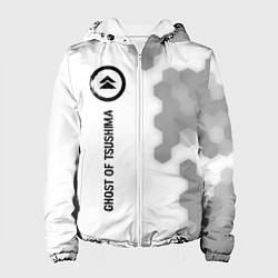Куртка с капюшоном женская Ghost of Tsushima glitch на светлом фоне по-вертик, цвет: 3D-белый