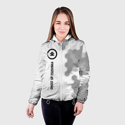 Куртка с капюшоном женская Ghost of Tsushima glitch на светлом фоне по-вертик, цвет: 3D-белый — фото 2