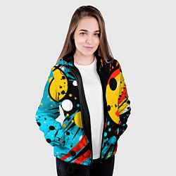 Куртка с капюшоном женская Абстрактный хаос, цвет: 3D-черный — фото 2