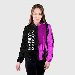 Куртка с капюшоном женская Marilyn Manson rock legends по-вертикали, цвет: 3D-черный — фото 2