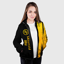 Куртка с капюшоном женская Foo Fighters - gold gradient по-вертикали, цвет: 3D-черный — фото 2