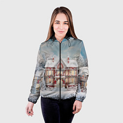 Куртка с капюшоном женская Звездное кружево новогодней ночи, цвет: 3D-черный — фото 2